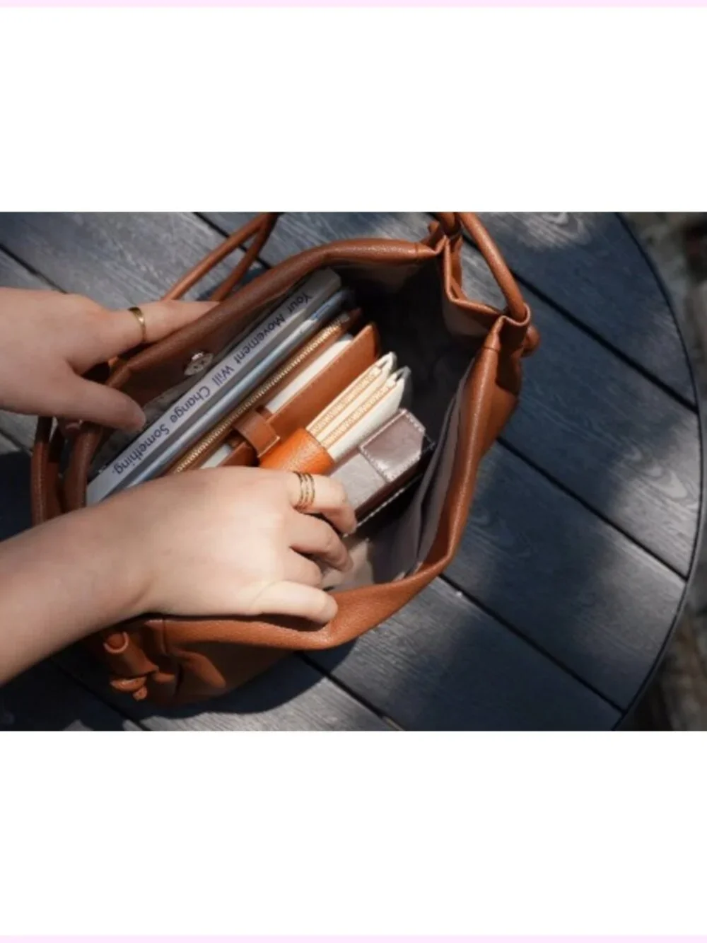 Vegan Leather Hobo Shoulder Bag with Pockets